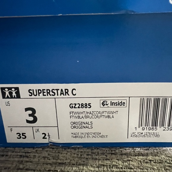 Adidas girls sneakers size 3 brand new. White and peach. - Picture 10 of 13